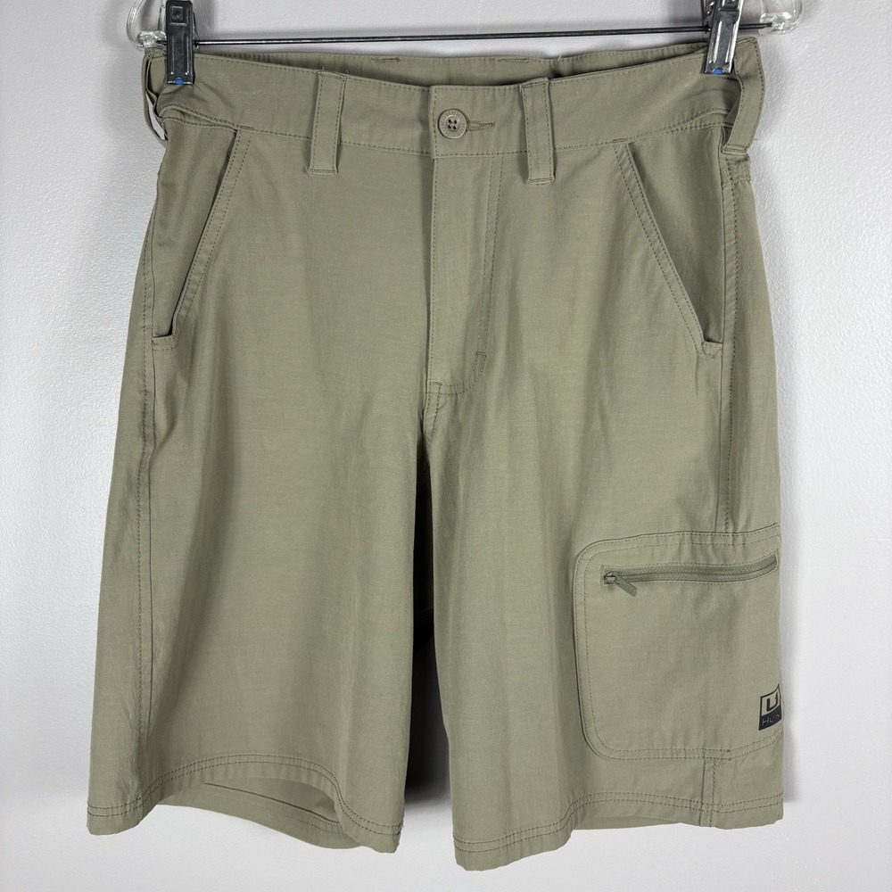 Huk Men's Small Nxtlvl Khaki Performance Stretch Fishing Bermuda‎ Cargo Shorts